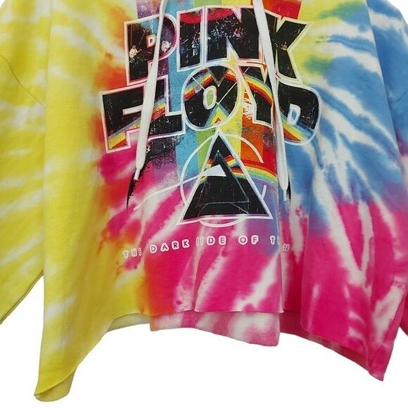 Pink Floyd Hoodie Womens XL Multicolor Cropped Tie Dye The Dark Side Of The Moon - Picture 4 of 12